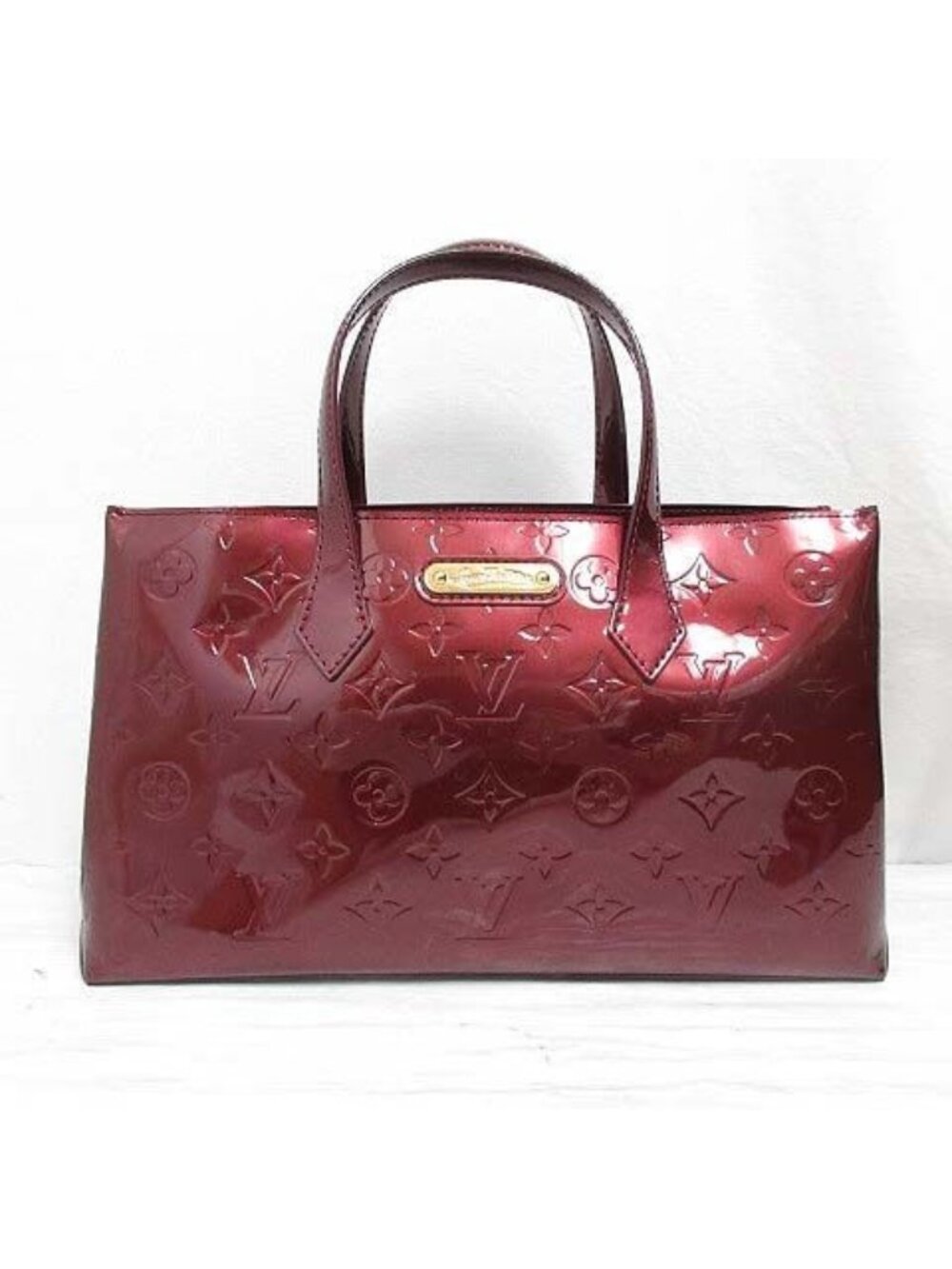 Louis Vuitton Monogram Vernis Wilshire PM Hand Bag Rouge Fauvist Patent Leather